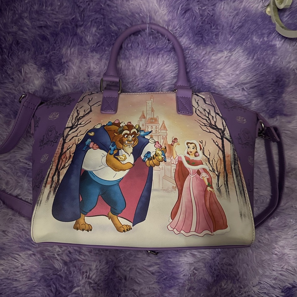 Loungefly Disney Winter Scene Purple Beauty And T… - image 1